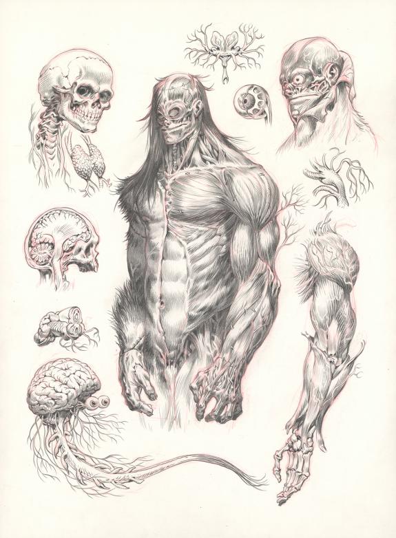 Stan Manoukian - Frankenstein, Illustration originale, carne