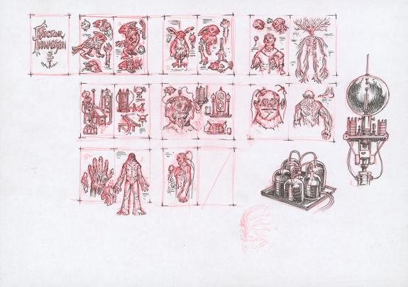 Stan Manoukian - Frankenstein, Crayonn&eacute; original, recherche 