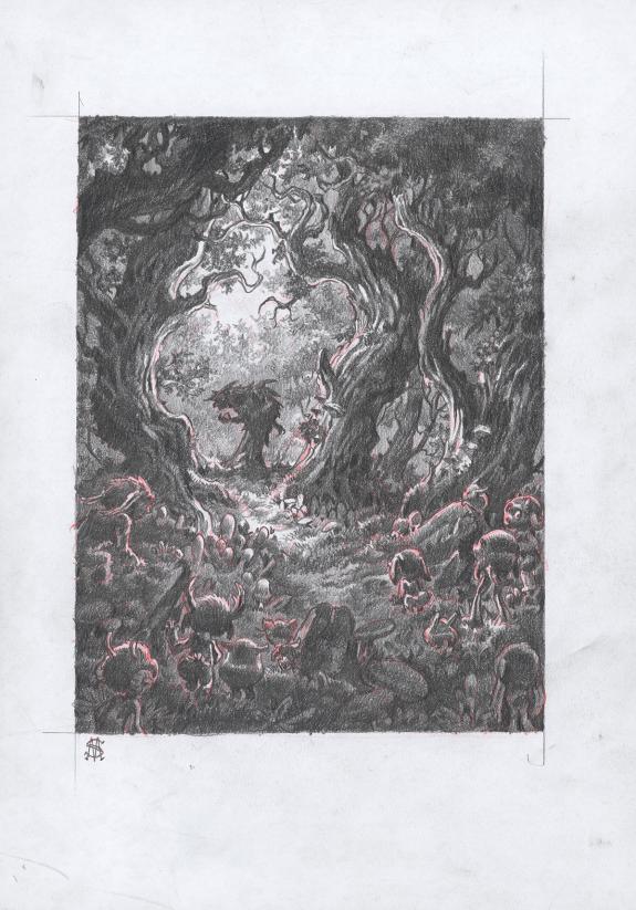 Stan Manoukian - Once Upon a Time, Crayonné original, recher