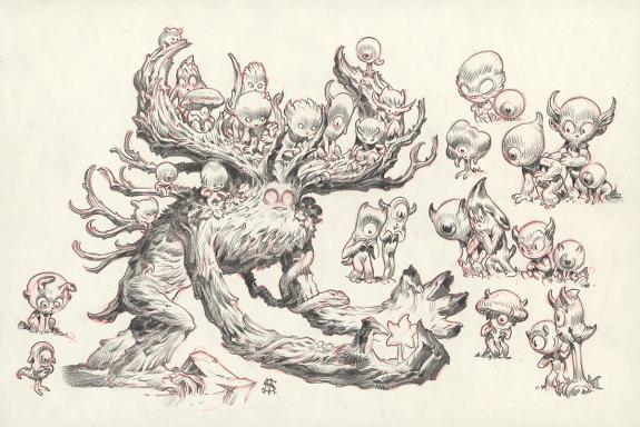 Stan Manoukian - "Grand-bois, recherche". Dessin préparatoir