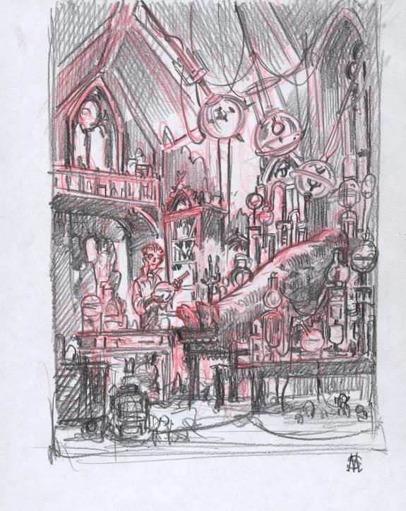 Stan Manoukian - Frankenstein, Crayonné original, recherche 