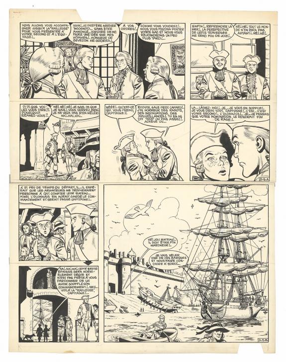 Victor Hubinon - Barbe-Rouge, D&eacute;fi au Roy, Planche originale