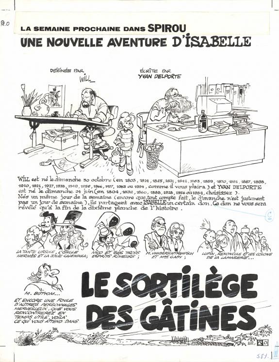 Will - Isabelle, Planche originale d'annonce pour l'histoire