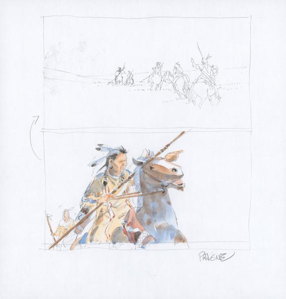 Patrick Prugne - Cheyenne, Illustration originale, recherche