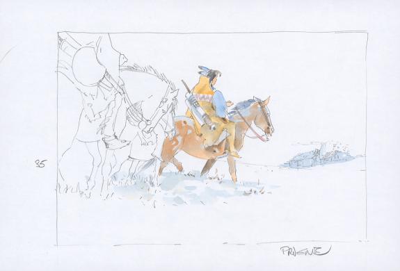 Patrick Prugne - Cheyenne, Illustration originale, recherche