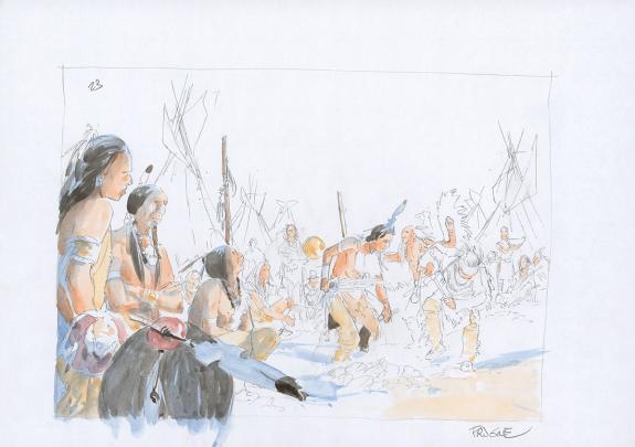 Patrick Prugne - Cheyenne, Illustration originale, recherche