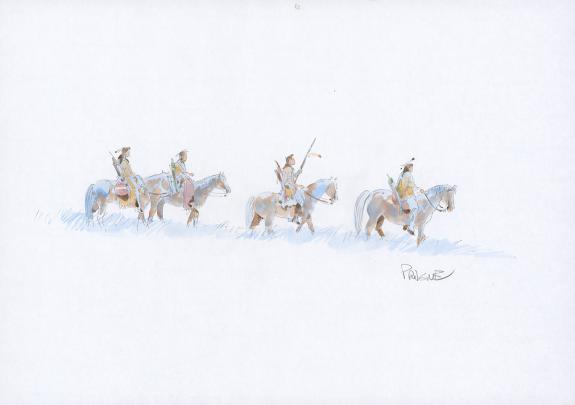 Patrick Prugne - Cheyenne, Illustration originale, recherche