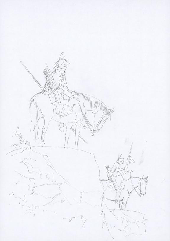 Patrick Prugne - Cheyenne, Illustration originale, recherche