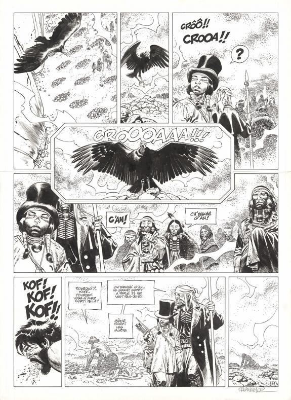 Ralph Meyer - Undertaker, L'Indien blanc, Planche originale 
