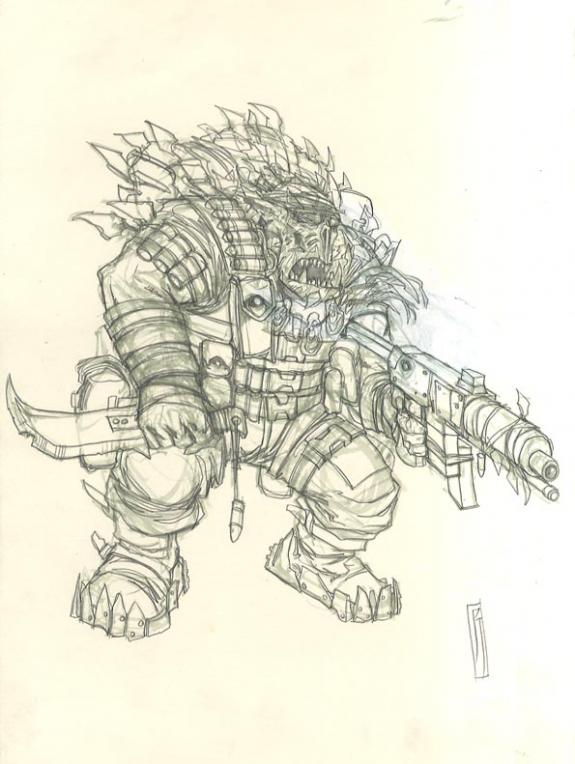 Paul Jeacock - Design figurine Orc pour Warhammer 40000, ill