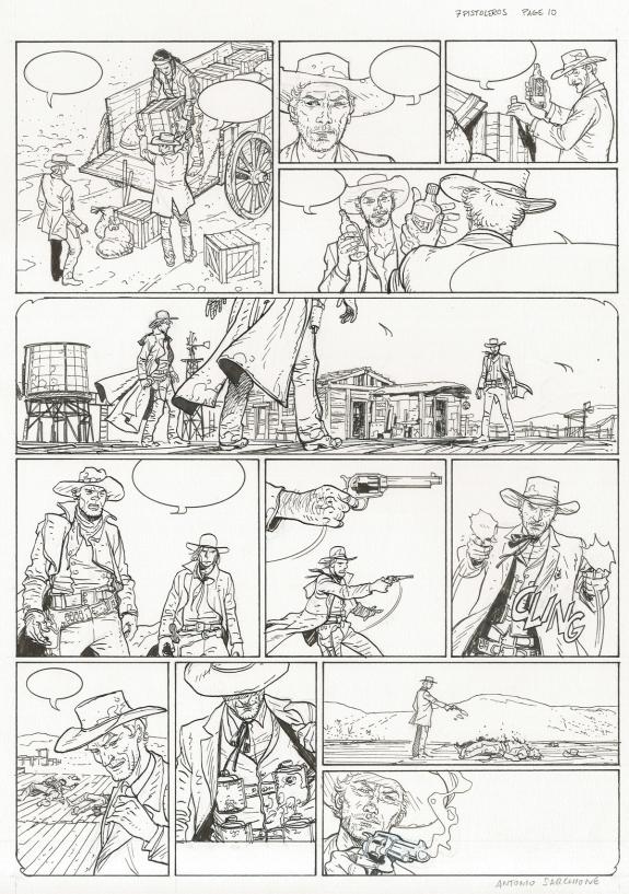 Antonio Sarchione - Sept, Sept pistoleros, Planche originale