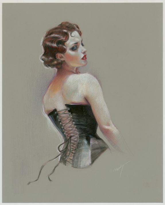 Maly Siri - Pin-up Art, "Ivory Skin and Black Corset Illustr