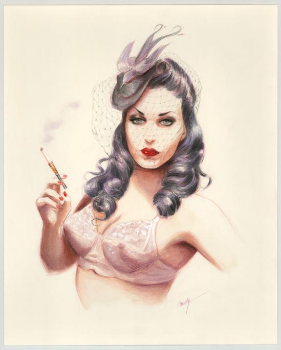 Maly Siri - Pin-up Art, Illustration originale sur papier Ar