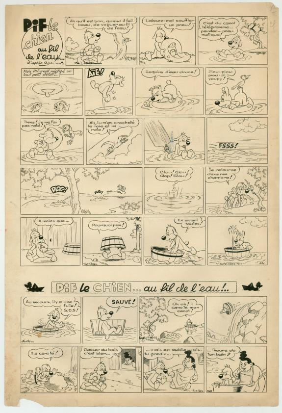 Rmas - Pif, Planches originales 01 et 16 - Pif Le chien - dé