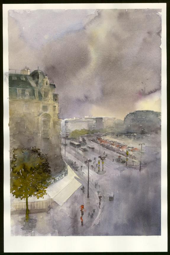 Jean-Paul Krassinsky - Aquarelle - Paris - Boulevard Diderot