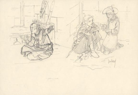 Andr&eacute; Juillard - Plume aux Vents, L'Oiseau-Tonnerre, Crayonn