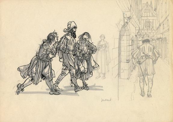 Andr&eacute; Juillard - Les 7 Vies de l'&Eacute;pervier, Crayonn&eacute; original