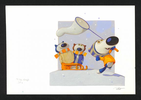 Fr&eacute;d&eacute;ric Pillot - Tilou Bleu , Tilou bleu joue dans la neige