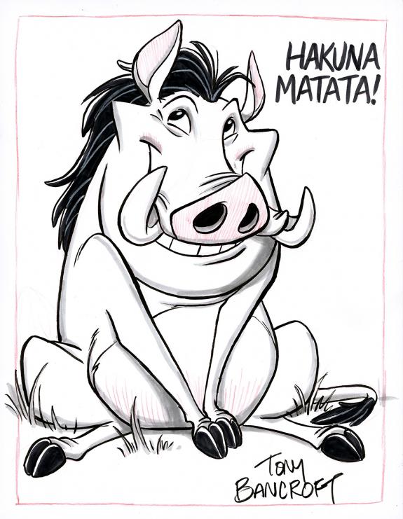 Tony Bancroft - Illustration originale - Pumbaa