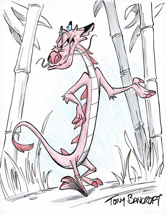 Tony Bancroft - Illustration originale - Mushu