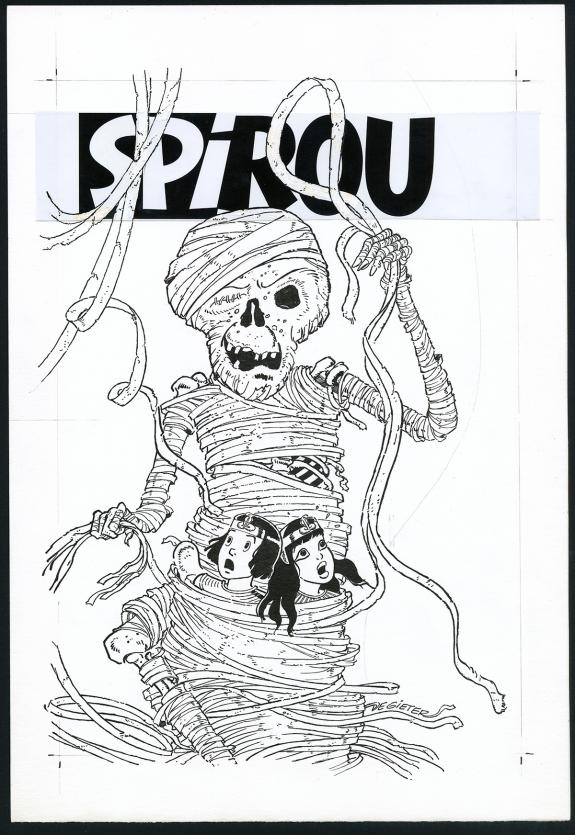 Lucien De Gieter - Papyrus, Couverture originale de Spirou n