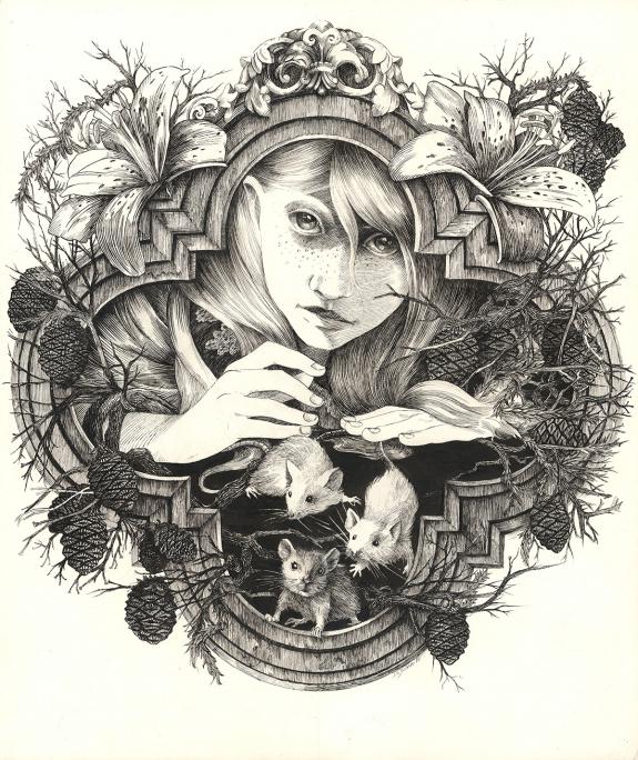 Daria Schmitt - Alice aux souris, Illustration originale réa