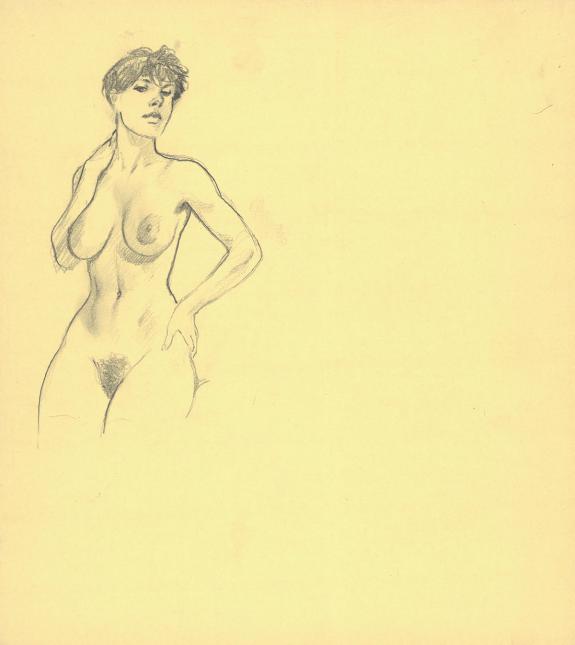 Andr&eacute; Juillard - Le Cahier bleu, Crayonn&eacute; original