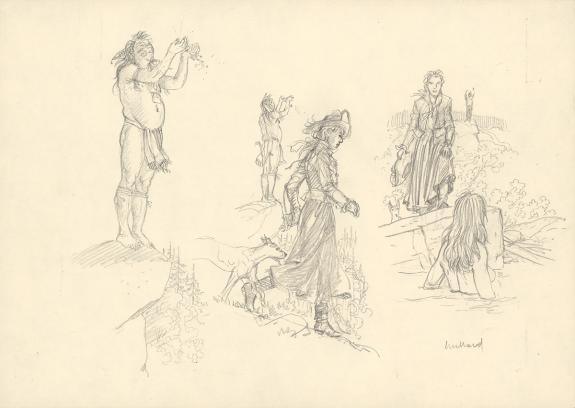 Andr&eacute; Juillard - Plume aux Vents, L'Oiseau-Tonnerre, Crayonn