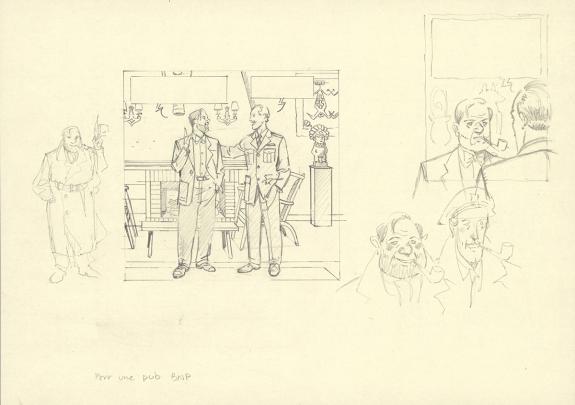 Andr&eacute; Juillard - Blake et Mortimer, Crayonn&eacute; original pour u