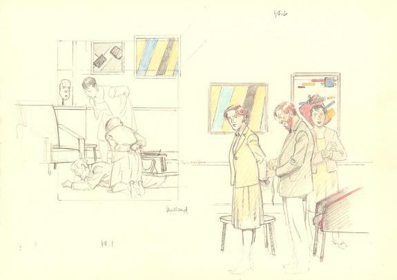 Andr&eacute; Juillard - Blake et Mortimer, Crayonn&eacute; original, pr&eacute;pa