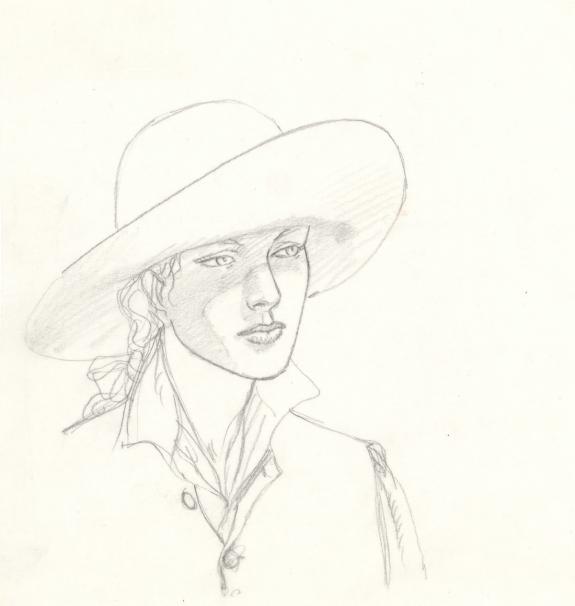 Andr&eacute; Juillard - Plume aux Vents, Crayonn&eacute; original, portrai