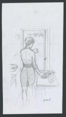 Andr&eacute; Juillard - Le Cahier bleu, Crayonn&eacute; original